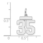 Sterling Silver/Rhodium-plated Polished Number 35 Charm