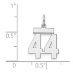Sterling Silver/Rhodium-plated Polished Number 44 Charm