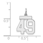 Sterling Silver/Rhodium-plated Polished Number 49 Charm