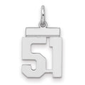 Sterling Silver/Rhodium-plated Polished Number 51 Charm