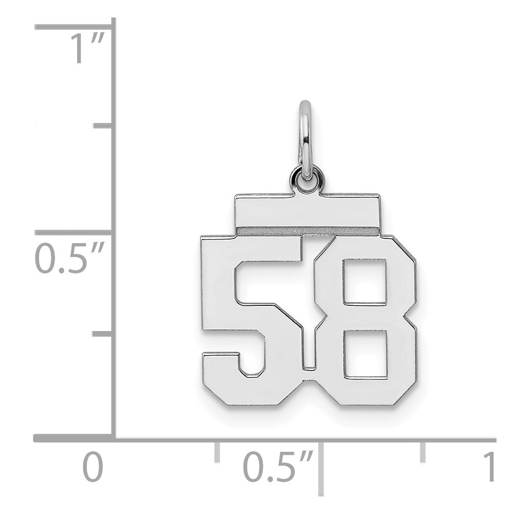 Sterling Silver/Rhodium-plated Polished Number 58 Charm