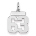 Sterling Silver/Rhodium-plated Polished Number 63 Charm