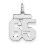 Sterling Silver/Rhodium-plated Polished Number 65 Charm