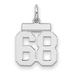 Sterling Silver/Rhodium-plated Polished Number 68 Charm