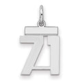 Sterling Silver/Rhodium-plated Polished Number 71 Charm
