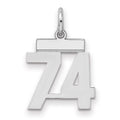 Sterling Silver/Rhodium-plated Polished Number 74 Charm