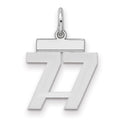 Sterling Silver/Rhodium-plated Polished Number 77 Charm