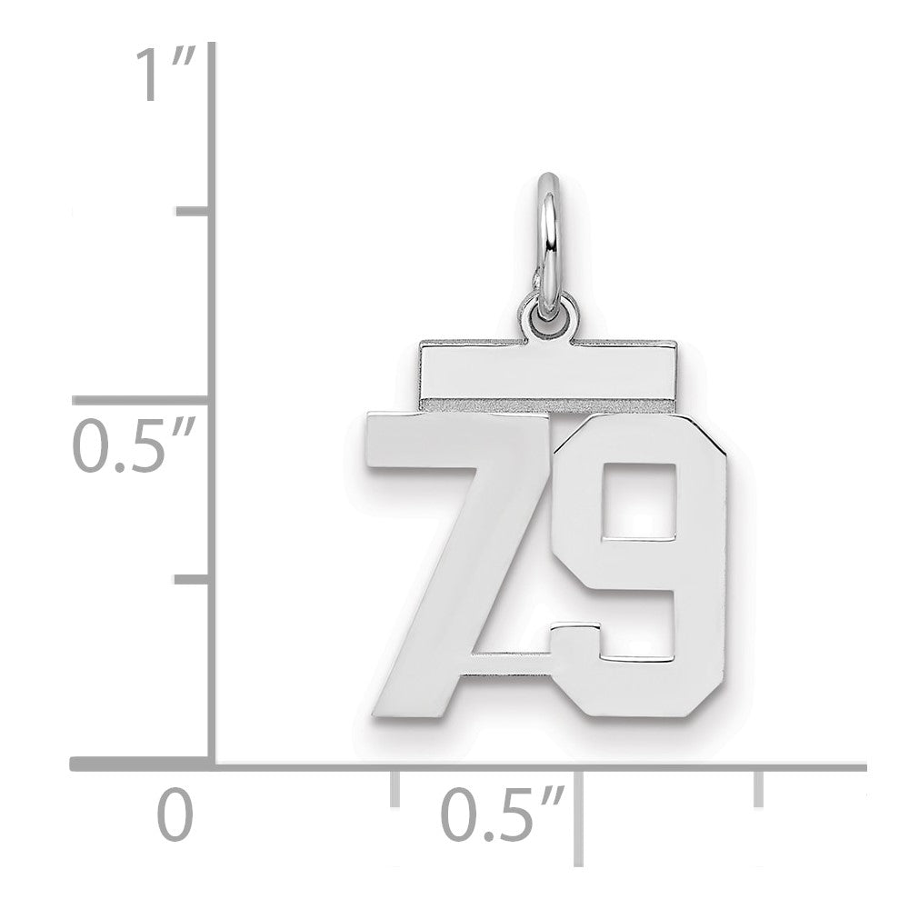 Sterling Silver/Rhodium-plated Polished Number 79 Charm