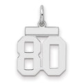 Sterling Silver/Rhodium-plated Polished Number 80 Charm