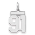 Sterling Silver/Rhodium-plated Polished Number 91 Charm
