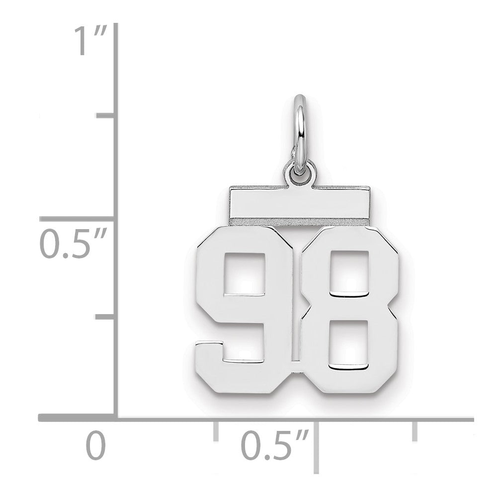 Sterling Silver/Rhodium-plated Polished Number 98 Charm