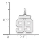 Sterling Silver/Rhodium-plated Polished Number 99 Charm