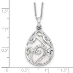 Sentimental Expressions Sterling Silver Rhodium-plated White Agate CZ Dew of Heaven 18in Necklace