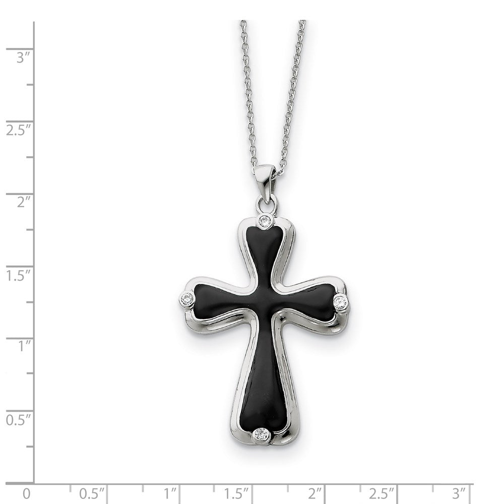 Sterling Silver & CZ Enameled My Refuge 18in Necklace