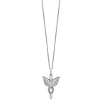 Sentimental Expressions Sterling Silver Rhodium-plated CZ Antiqued Angel of Blessing 18in Necklace