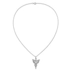 Sentimental Expressions Sterling Silver Rhodium-plated CZ Antiqued Angel of Blessing 18in Necklace