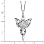 Sentimental Expressions Sterling Silver Rhodium-plated CZ Antiqued Angel of Blessing 18in Necklace