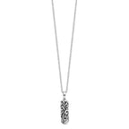 Sentimental Expressions Sterling Silver Rhodium-plated Antiqued Cylinder Remembrance Ash Holder 18 Inch Necklace