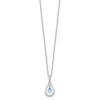Sentimental Expressions Sterling Silver Rhodium-plated Mar. CZ Stone Never Forget Tear 18in Birthstone Necklace