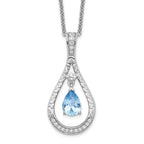 Sentimental Expressions Sterling Silver Rhodium-plated Mar. CZ Stone Never Forget Tear 18in Birthstone Necklace