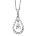 Sentimental Expressions Sterling Silver Rhodium-plated April CZ Stone Never Forget Tear 18in Birthstone Necklace