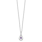 Sentimental Expressions Sterling Silver Rhodium-plated June CZ Stone Never Forget Tear 18in Birthstone Necklace