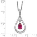 Sentimental Expressions Sterling Silver Rhodium-plated July CZ Stone Never Forget Tear 18in Birthstone Necklace