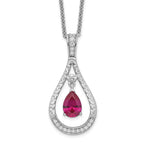 Sentimental Expressions Sterling Silver Rhodium-plated July CZ Stone Never Forget Tear 18in Birthstone Necklace
