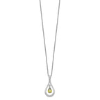 Sentimental Expressions Sterling Silver Rhodium-plated Aug. CZ Stone Never Forget Tear 18in Birthstone Necklace