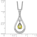 Sentimental Expressions Sterling Silver Rhodium-plated Aug. CZ Stone Never Forget Tear 18in Birthstone Necklace