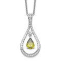Sentimental Expressions Sterling Silver Rhodium-plated Aug. CZ Stone Never Forget Tear 18in Birthstone Necklace