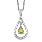 Sentimental Expressions Sterling Silver Rhodium-plated Aug. CZ Stone Never Forget Tear 18in Birthstone Necklace