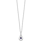 Sentimental Expressions Sterling Silver Rhodium-plated Sept. Lab-created Sapphire Never Forget Tear 18in Necklace