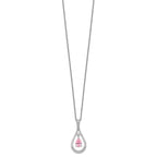 Sentimental Expressions Sterling Silver Rhodium-plated Oct. CZ Stone Never Forget Tear 18in Birthstone Necklace