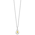 Sentimental Expressions Sterling Silver Rhodium-plated Nov. CZ Stone Never Forget Tear 18 Inch Birthstone Necklace