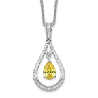 Sentimental Expressions Sterling Silver Rhodium-plated Nov. CZ Stone Never Forget Tear 18 Inch Birthstone Necklace