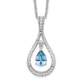 Sentimental Expressions Sterling Silver Rhodium-plated Dec. CZ Stone Never Forget Tear 18 Inch Birthstone Necklace