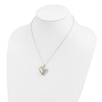 Sentimental Expressions Sterling Silver Rhodium and Gold-plated CZ I Love You More Each Day Heart 18 inch Necklace with Poem Card