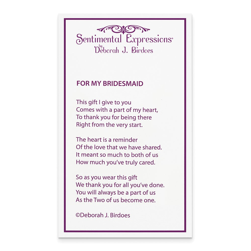 Sentimental Expressions Sterling Silver Rhodium-plated A Gift For My Sister For My Bridesmaid 18in Necklace