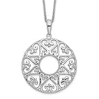 Sentimental Expressions Sterling Silver Rhodium-plated Polished Family Heart Strings 18in Necklace