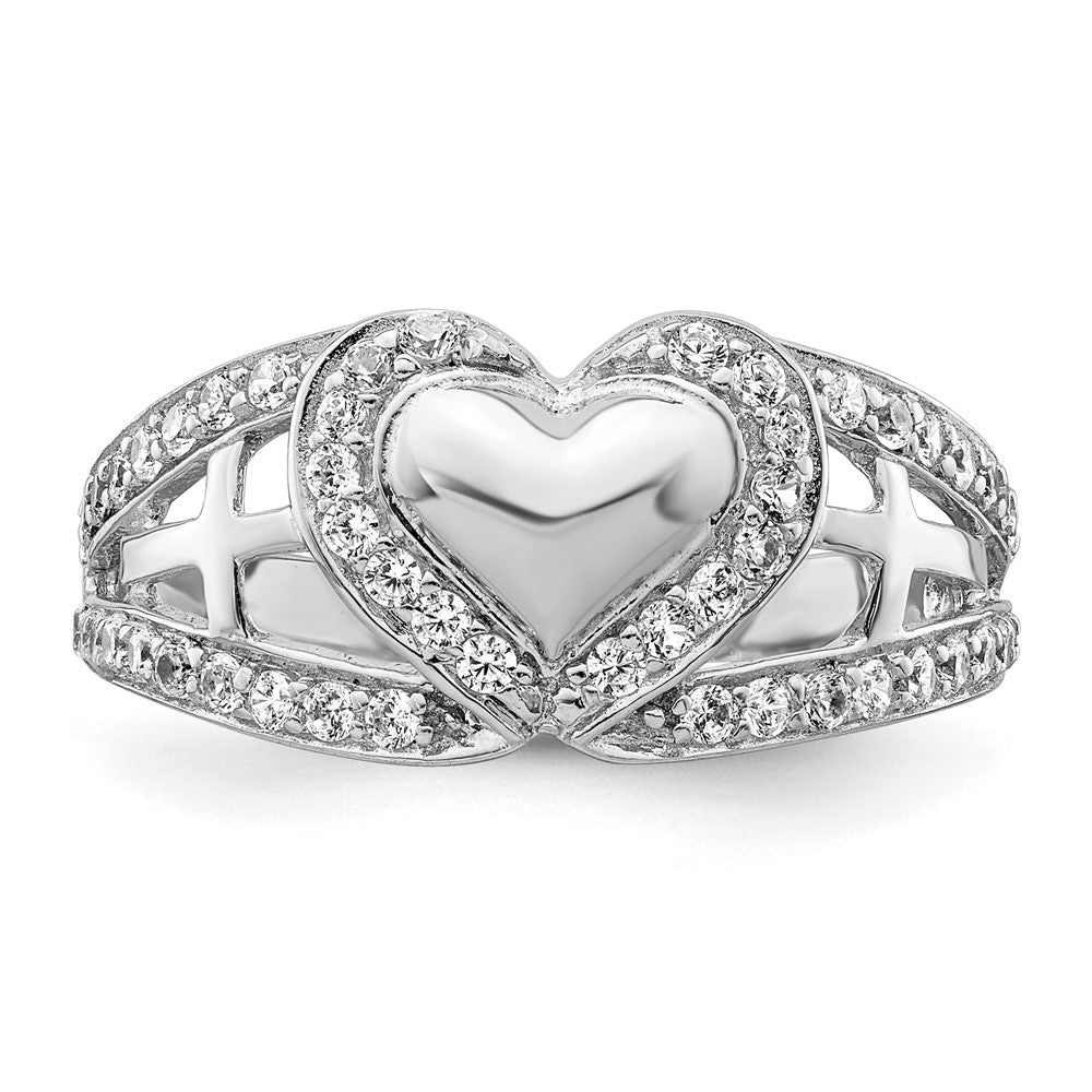 Sentimental Expressions Sterling Silver Rhodium-plated CZ Polished Pure Heart Ring