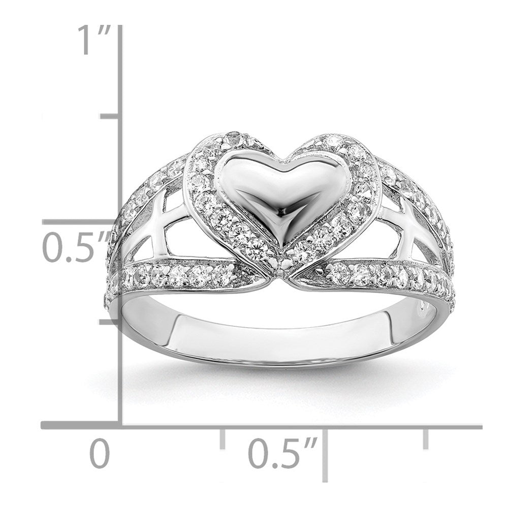 Sentimental Expressions Sterling Silver Rhodium-plated CZ Polished Pure Heart Ring