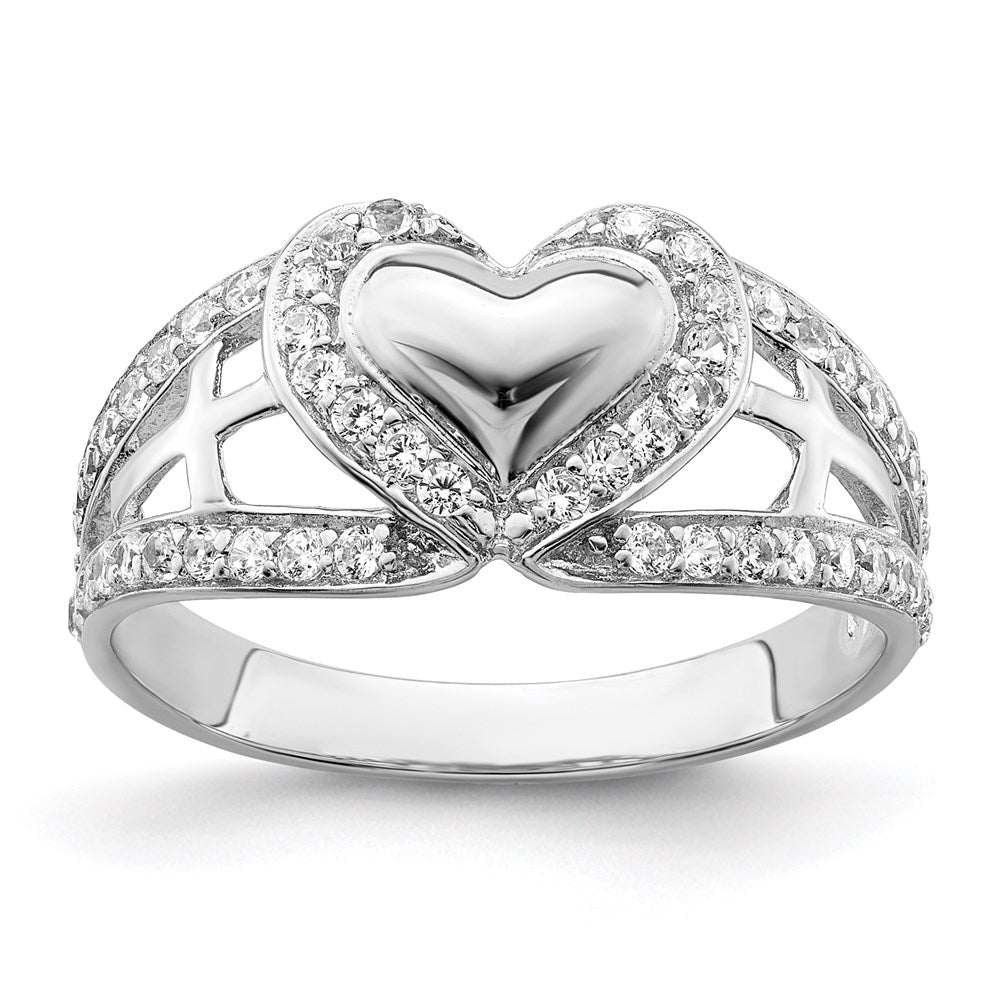 Sentimental Expressions Sterling Silver Rhodium-plated CZ Polished Pure Heart Ring