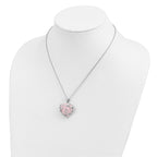 Sentimental Expressions Sterling Silver Rhodium-plated Rose Quartz Generous Heart 18 inch Necklace with Poem Card