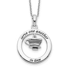 Sentimental Expressions Sterling Silver Rhodium-plated Antiqued Serve One Another 18in Necklace