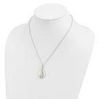 Sentimental Expressions Sterling Silver Rhodium-plated Mother of Pearl CZ Tear From Heaven 18in Necklace