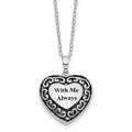 Sentimental Expressions Sterling Silver Rhodium-plated With Me Always Ash Holder 18 Inch Necklace