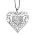 Sentimental Expressions Sterling Silver Rhodium-plated Antiqued CZ To My Daughter 18in Heart Necklace