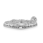 Sentimental Expressions Sterling Silver Rhodium-plated Antiqued CZ Sisters By Chance 18in Hearts Necklace