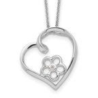 Sentimental Expressions Sterling Silver Rhodium-plated CZ My Special Niece 18in Flower in Heart Necklace